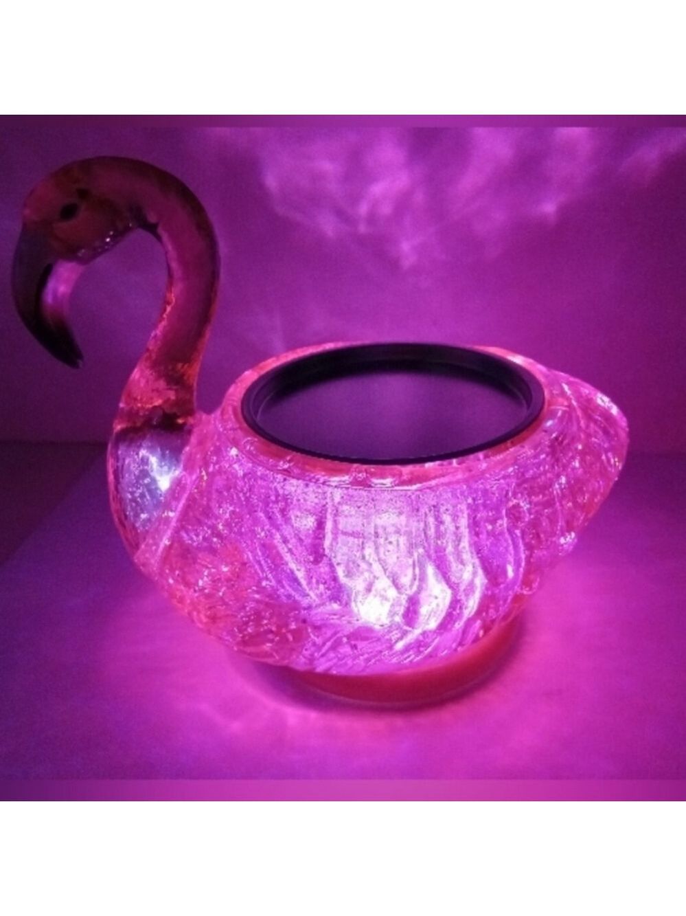 FLAMINGO WATER GLOBE 3-WICK PEDESTAL CANDLE HOLDER by Bath and Body Works - Picture 4 of 7